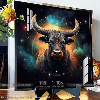 file tranh con giap treo tuong con trau suu 0268