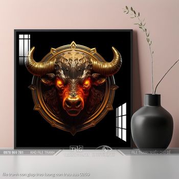 file tranh con giap treo tuong con trau suu 0269