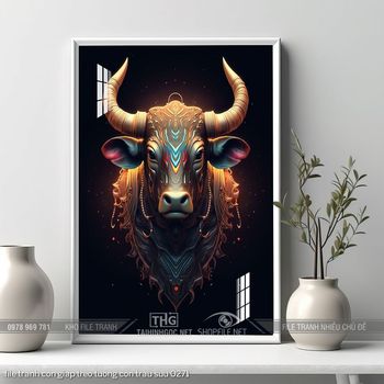 file tranh con giap treo tuong con trau suu 0271