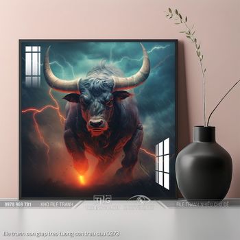 file tranh con giap treo tuong con trau suu 0273