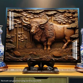 file tranh con giap treo tuong con trau suu 0274