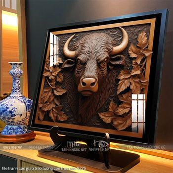 file tranh con giap treo tuong con trau suu 0275