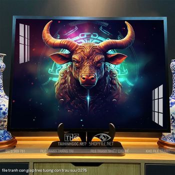 file tranh con giap treo tuong con trau suu 0276