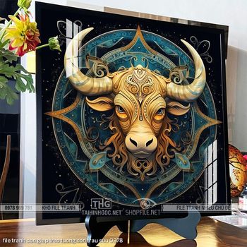 file tranh con giap treo tuong con trau suu 0278