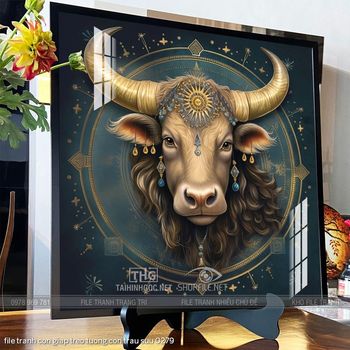 file tranh con giap treo tuong con trau suu 0279