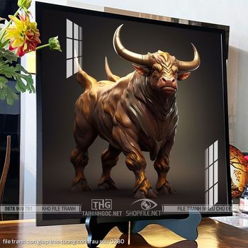 file tranh con giap treo tuong con trau suu 0280