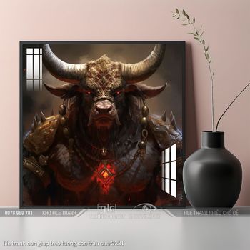 file tranh con giap treo tuong con trau suu 0281