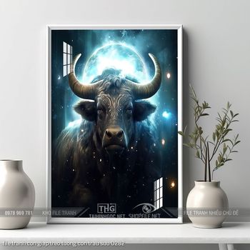 file tranh con giap treo tuong con trau suu 0282