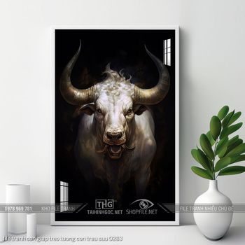 file tranh con giap treo tuong con trau suu 0283