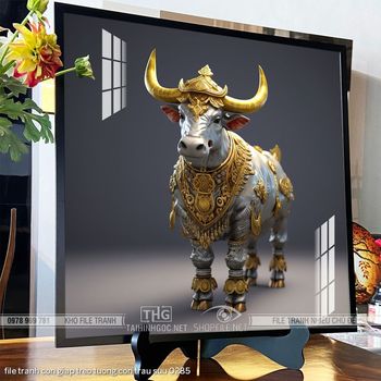 file tranh con giap treo tuong con trau suu 0285