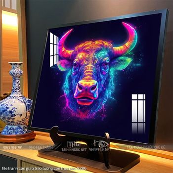 file tranh con giap treo tuong con trau suu 0286