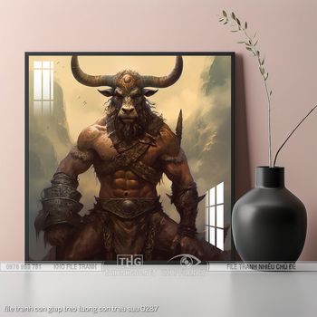 file tranh con giap treo tuong con trau suu 0287