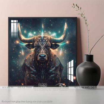 file tranh con giap treo tuong con trau suu 0289