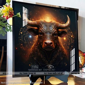 file tranh con giap treo tuong con trau suu 0290