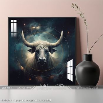 file tranh con giap treo tuong con trau suu 0291