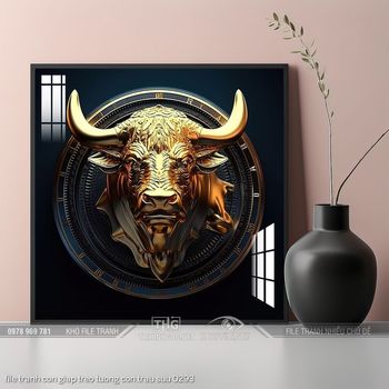 file tranh con giap treo tuong con trau suu 0293