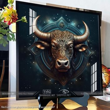 file tranh con giap treo tuong con trau suu 0297