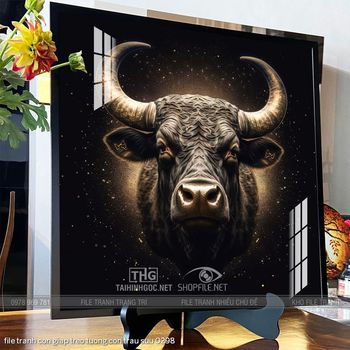 file tranh con giap treo tuong con trau suu 0298