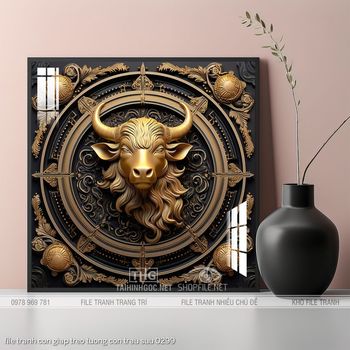 file tranh con giap treo tuong con trau suu 0299