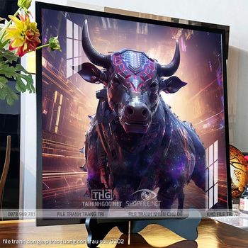 file tranh con giap treo tuong con trau suu 0302