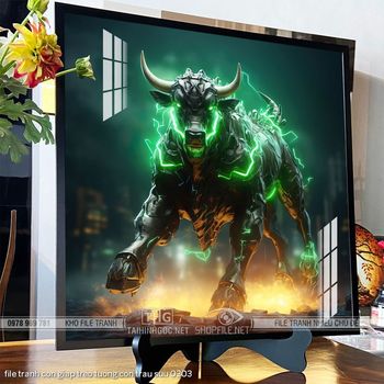 file tranh con giap treo tuong con trau suu 0303