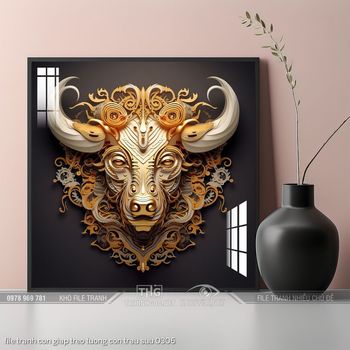 file tranh con giap treo tuong con trau suu 0306