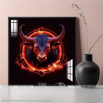 file tranh con giap treo tuong con trau suu 0309