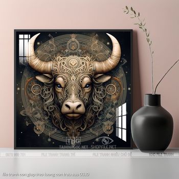 file tranh con giap treo tuong con trau suu 0310