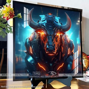 file tranh con giap treo tuong con trau suu 0311