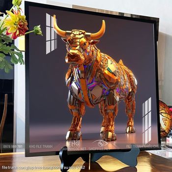 file tranh con giap treo tuong con trau suu 0312