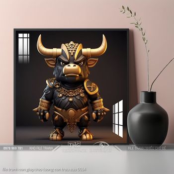 file tranh con giap treo tuong con trau suu 0314