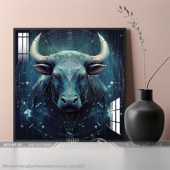 file tranh con giap treo tuong con trau suu 0315