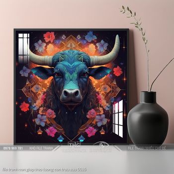 file tranh con giap treo tuong con trau suu 0316