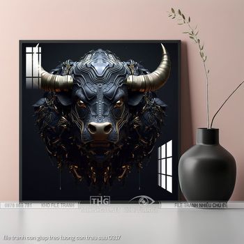 file tranh con giap treo tuong con trau suu 0317