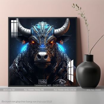 file tranh con giap treo tuong con trau suu 0318