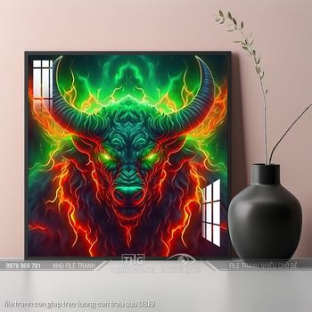 file tranh con giap treo tuong con trau suu 0319