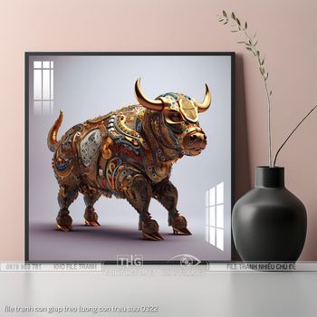 file tranh con giap treo tuong con trau suu 0322