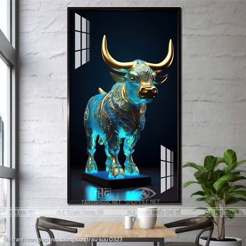 file tranh con giap treo tuong con trau suu 0323