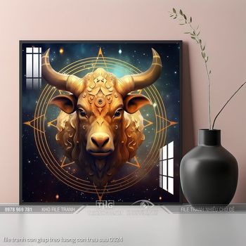 file tranh con giap treo tuong con trau suu 0324