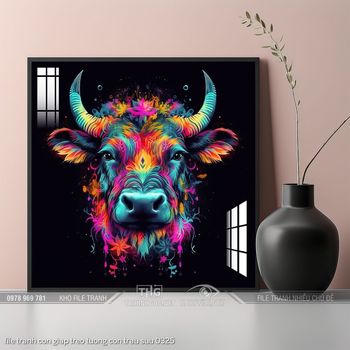 file tranh con giap treo tuong con trau suu 0325