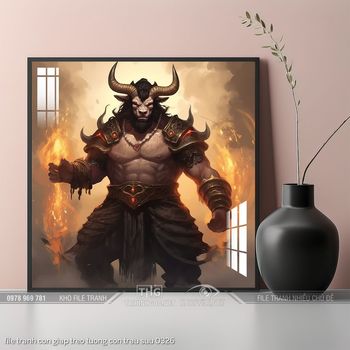 file tranh con giap treo tuong con trau suu 0326