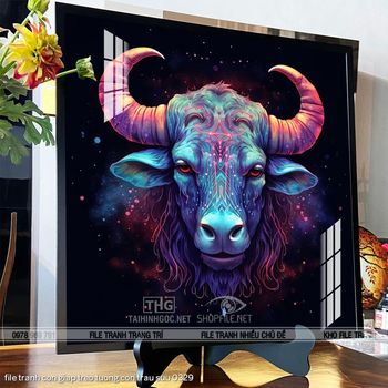 file tranh con giap treo tuong con trau suu 0329