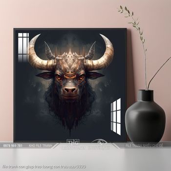 file tranh con giap treo tuong con trau suu 0330