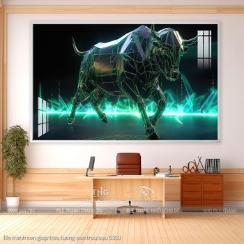 file tranh con giap treo tuong con trau suu 0331