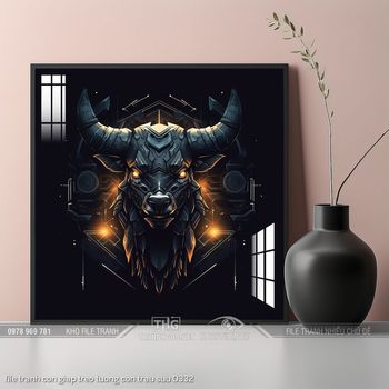 file tranh con giap treo tuong con trau suu 0332