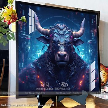 file tranh con giap treo tuong con trau suu 0333