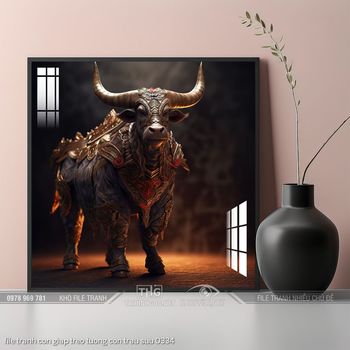 file tranh con giap treo tuong con trau suu 0334