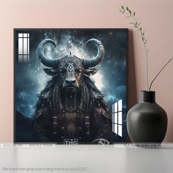 file tranh con giap treo tuong con trau suu 0337