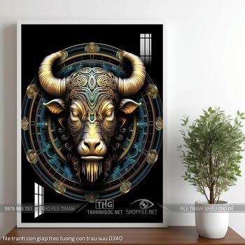 file tranh con giap treo tuong con trau suu 0340