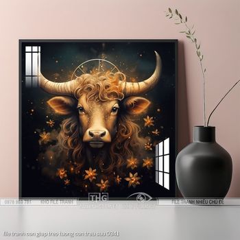 file tranh con giap treo tuong con trau suu 0341